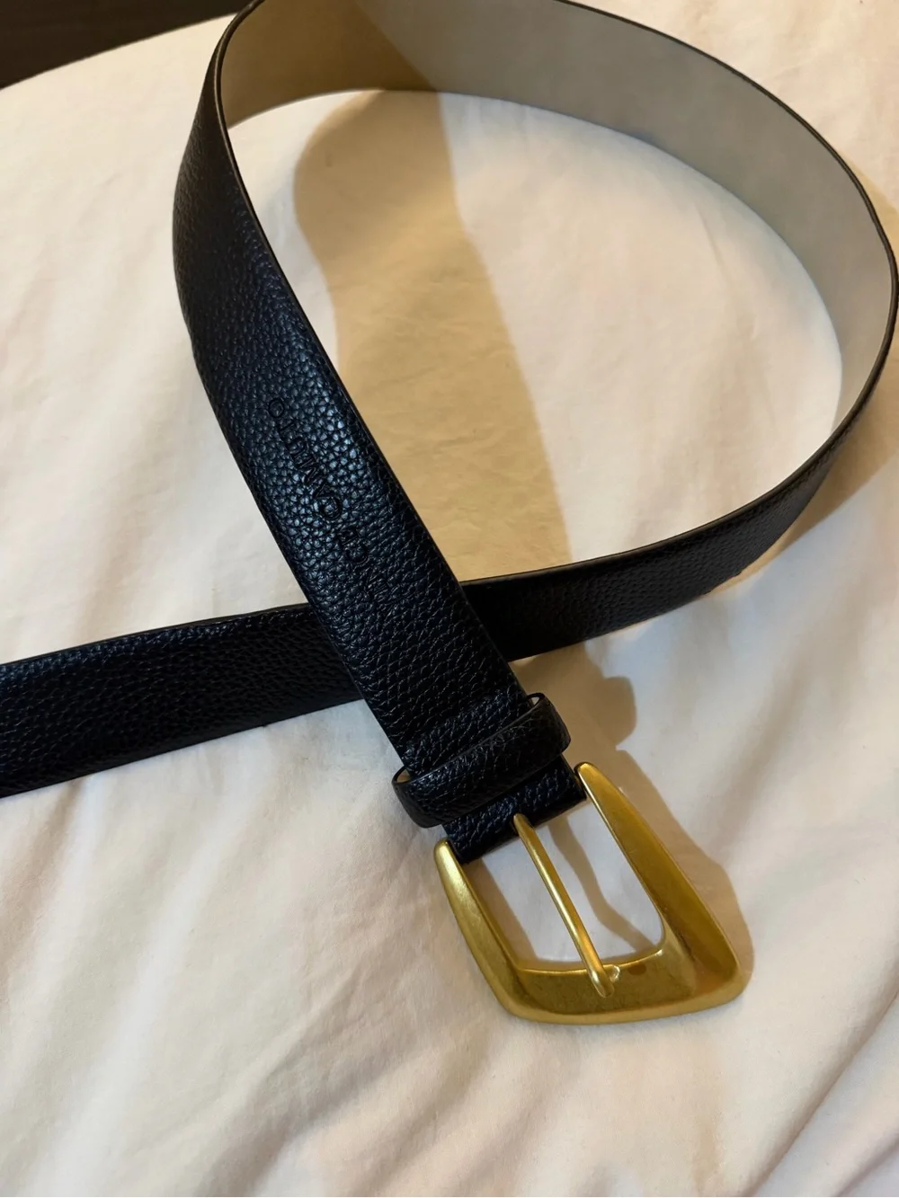Women’s Black Leather Belt with Brass Buckle